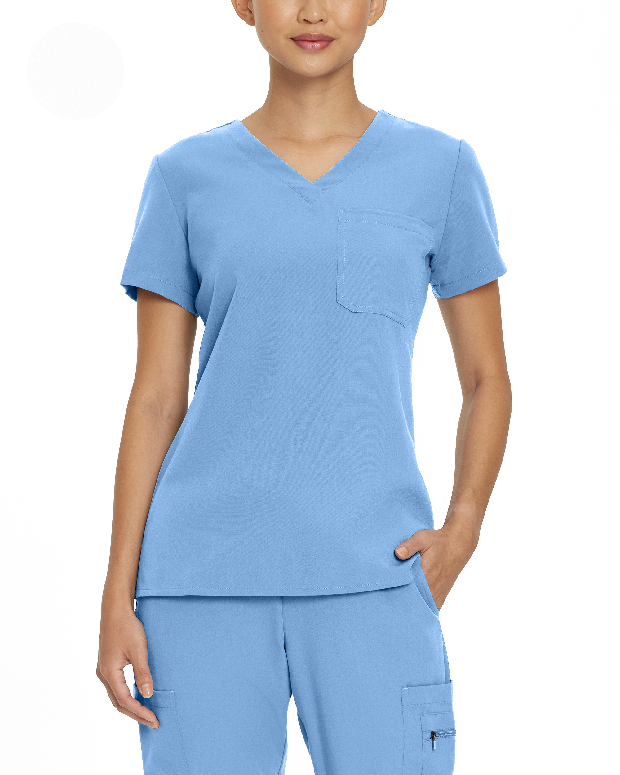 White Cross V-Tess Women‘s 1-Pocket V-Neck Scrub Top-White Cross