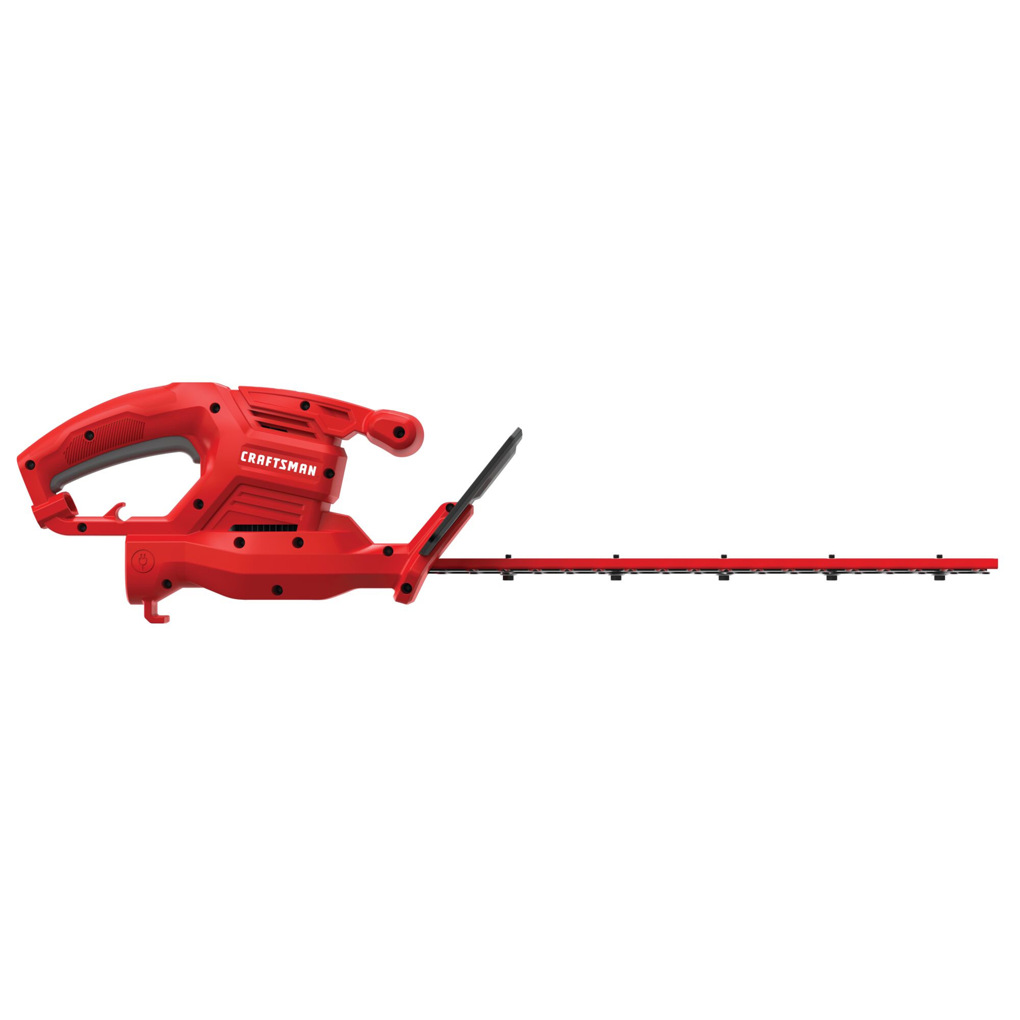 Left profile of 3 dot 2 amp 17 inches electric hedge trimmer.
