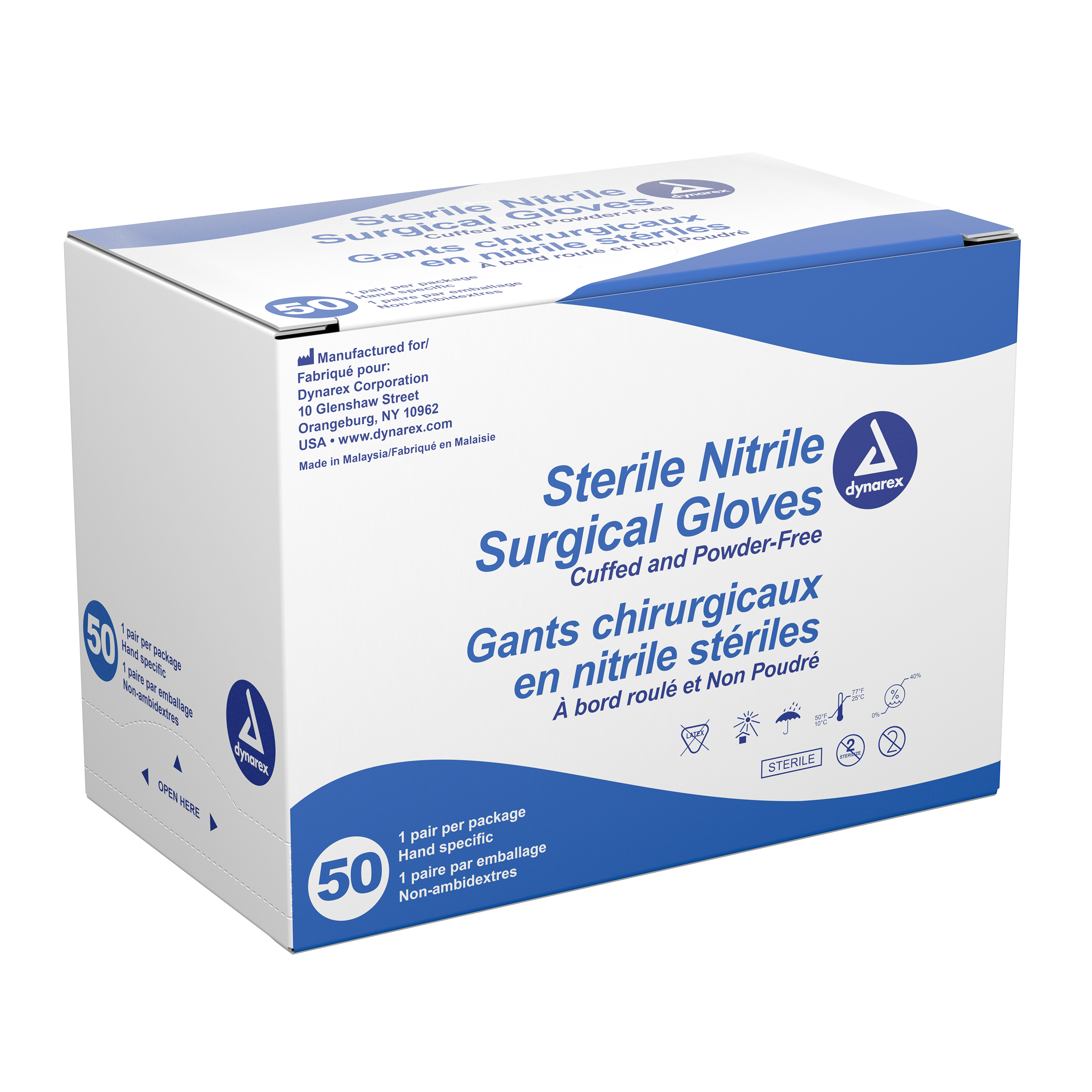 Sterile Nitrile Surgical Gloves- Powder-Free (Pairs) -  Size 8.5