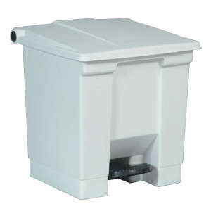 Rubbermaid Commercial, Legacy, Step-On, 8 gal, Plastic, White, Rectangle, Receptacle
