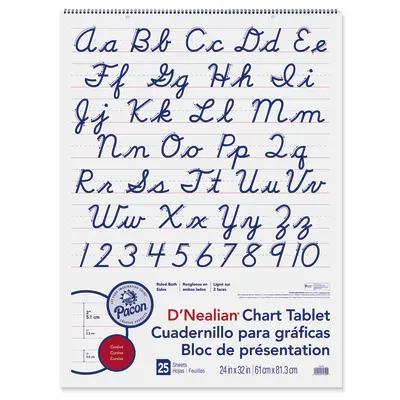 D'Nealian  Chart Tablet, Cursive Cover, 2 in ruled 24