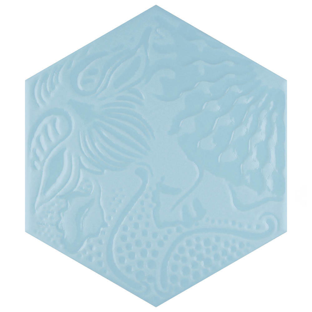 Gaudi Lux Hex Aqua 8-5/8 in. x 9-7/8 in. Porcelain Floor and Wall Tile