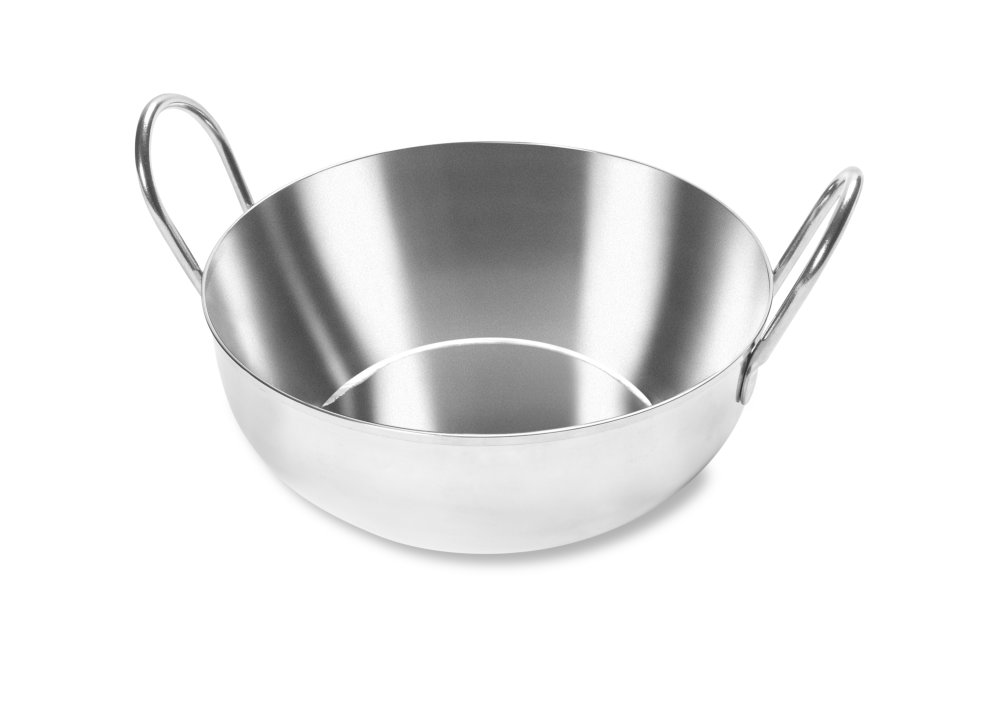9-ounce shallow stainless steel balti dish