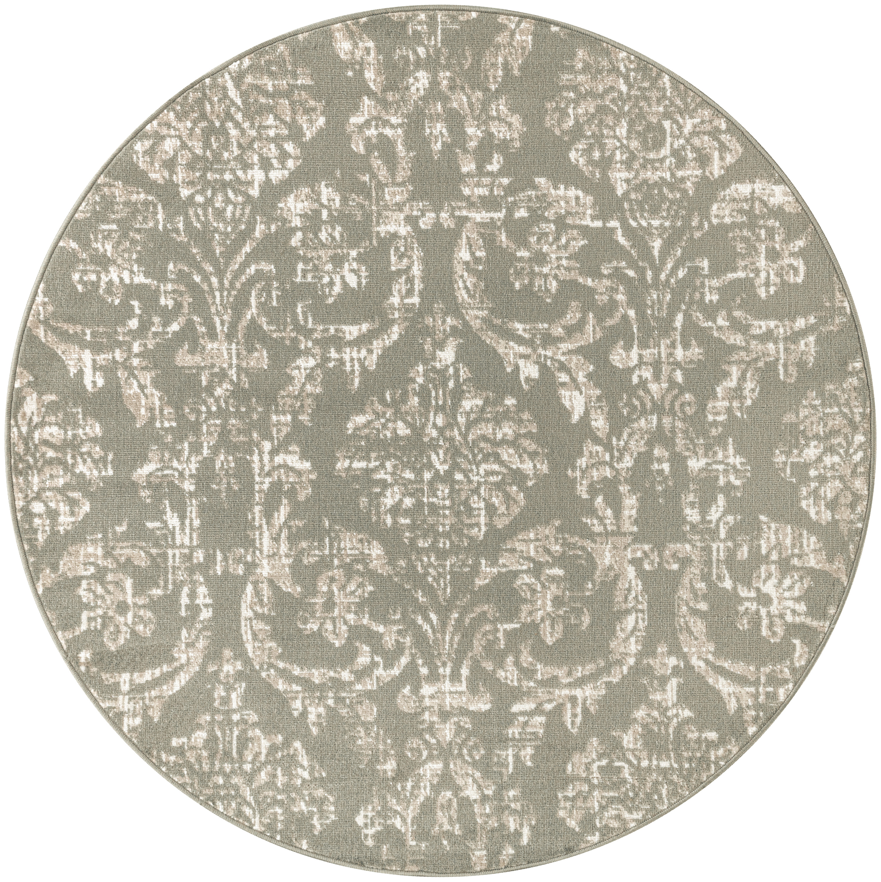Nourison Jubilant 5'3" x Round Olive Vintage Indoor Rug