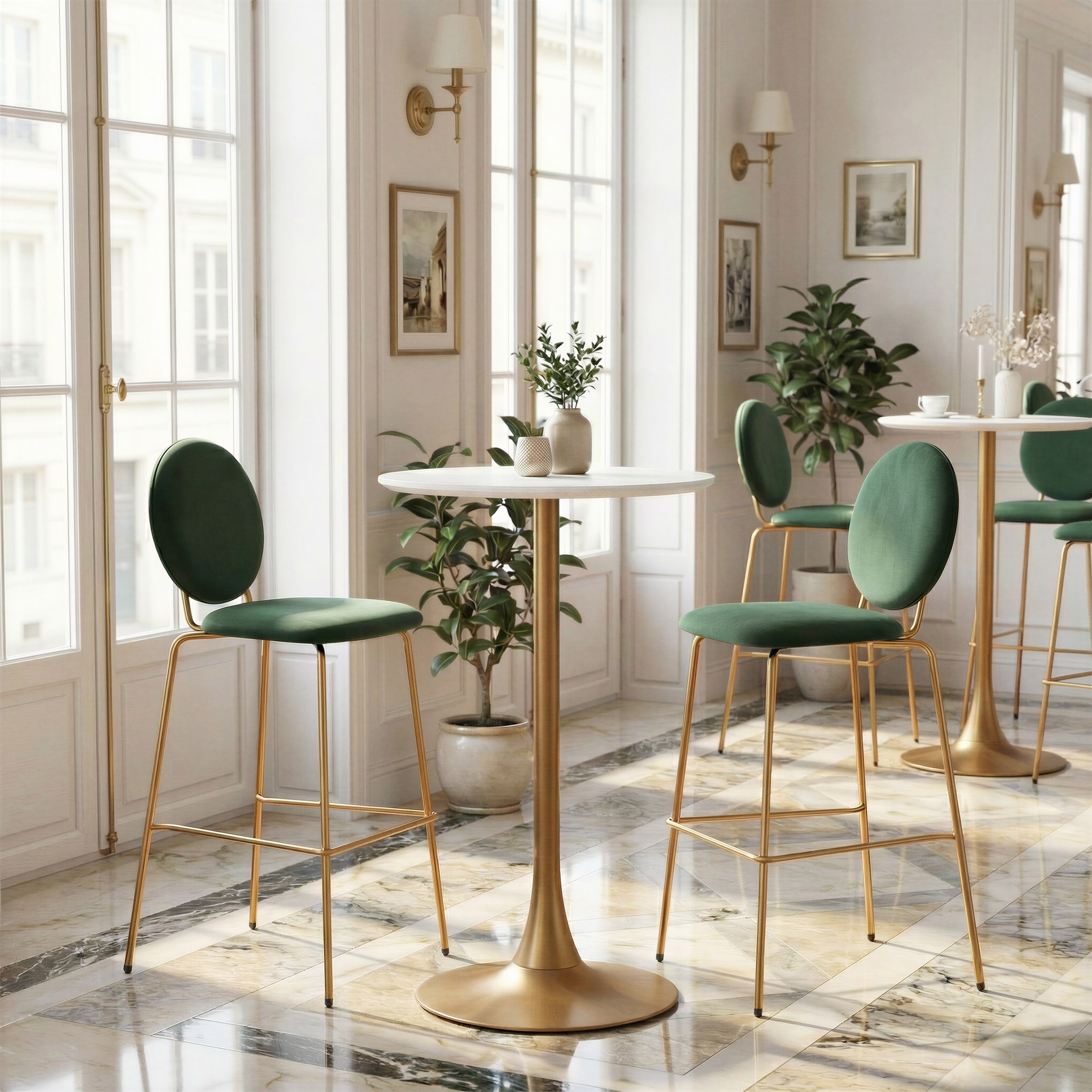Odessa Barstool (Set of 2) Green & Gold product image