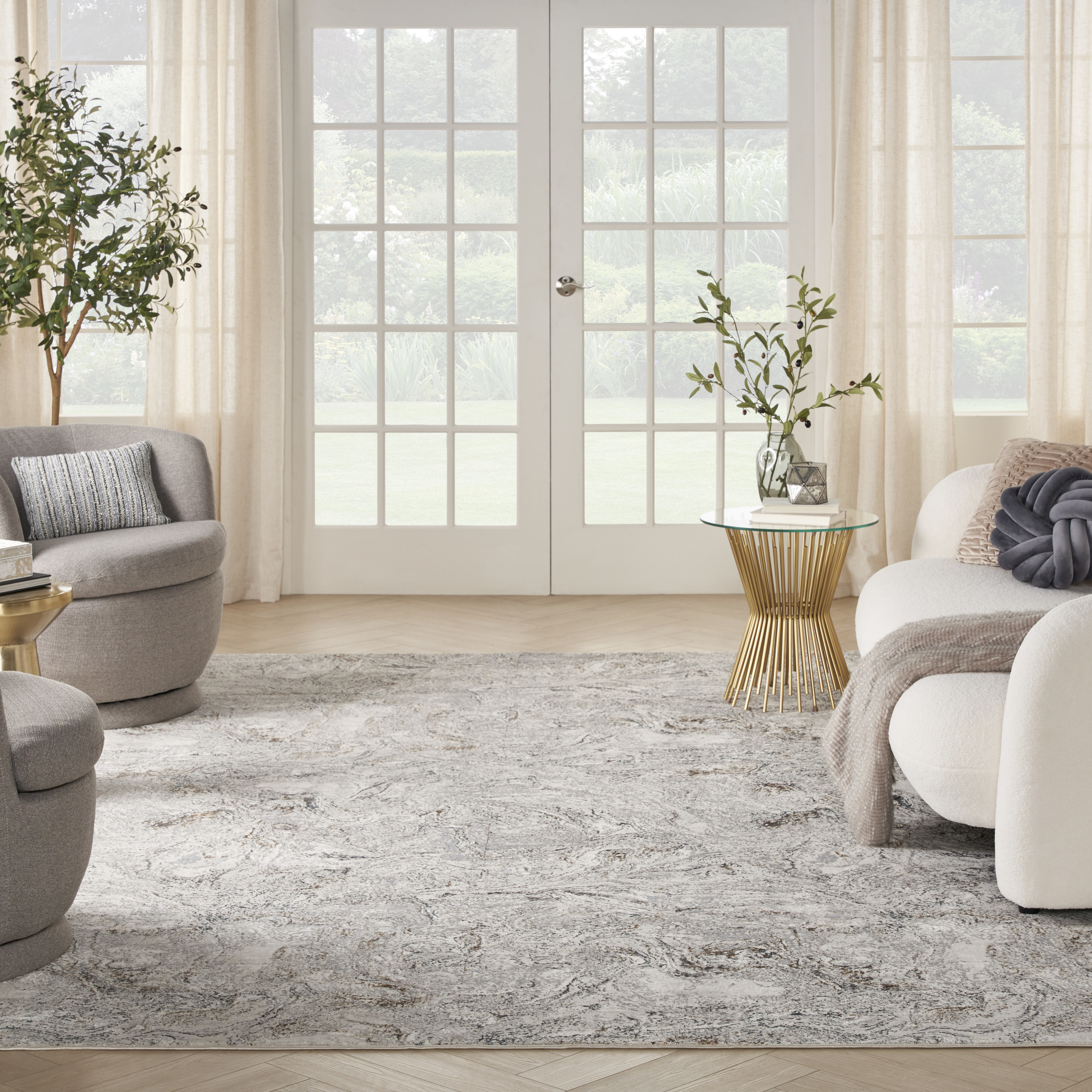 Nourison Glitz 9' x 12' Grey Multicolor Modern Indoor Rug