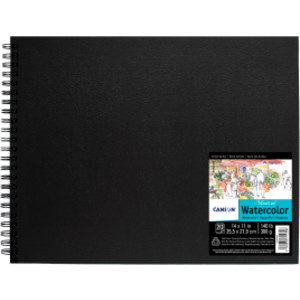 Artist Series Montval Watercolor Art Book, Black Cover, Side Wire Binding, 20 Sheet, 14x11 inch, 1 Count