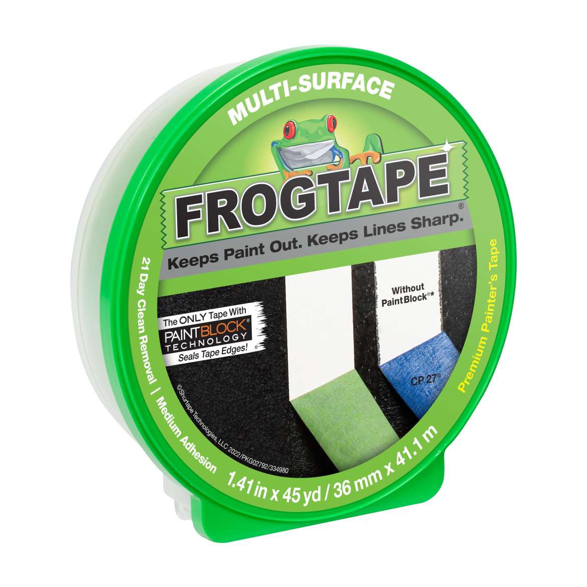 FrogTape® Multi-Surface Painting Tape - Green, 1.41 in. x 45 yd.