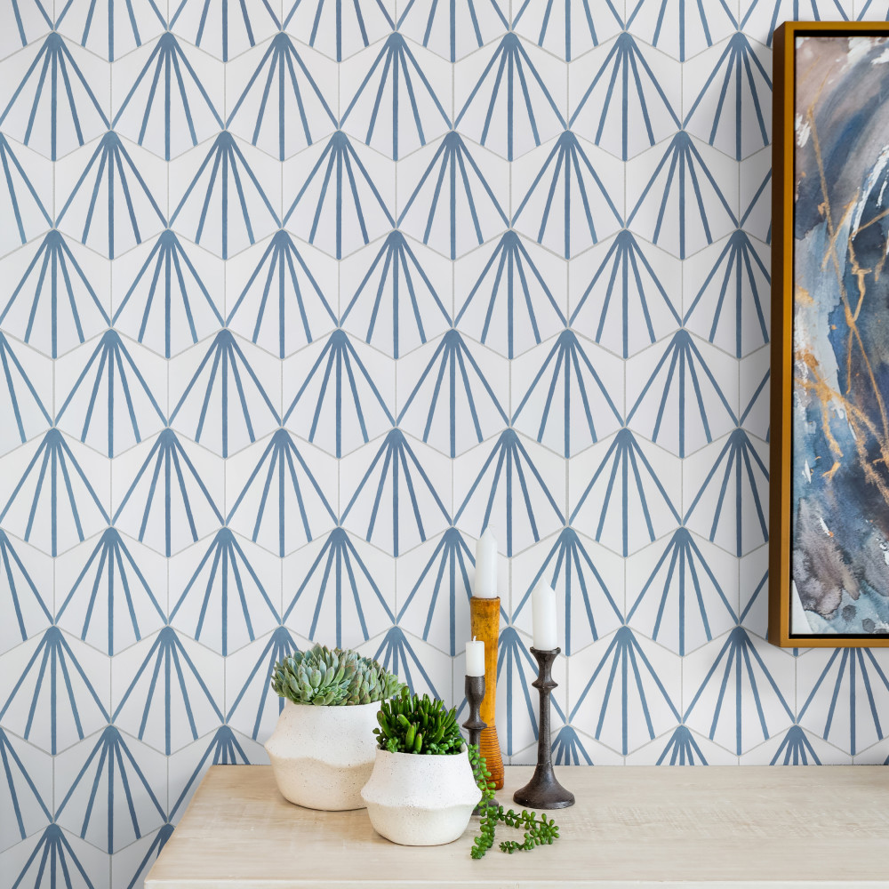 Horizon Dawn Hex Azul 7-3/4 in. x 9 in. Porcelain Floor and Wall Tile