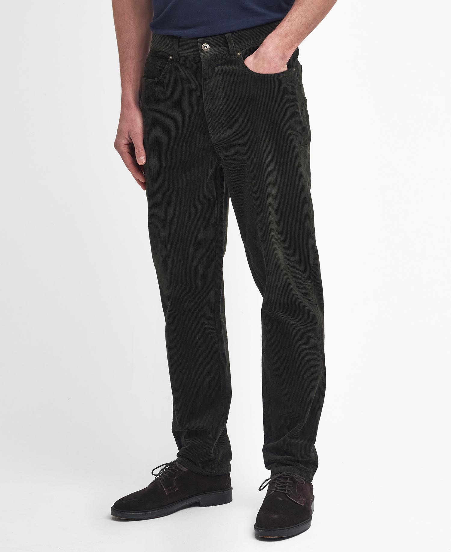 Pantaloni in velluto stretch a coste sottili dalla vestibilità regular image number 1