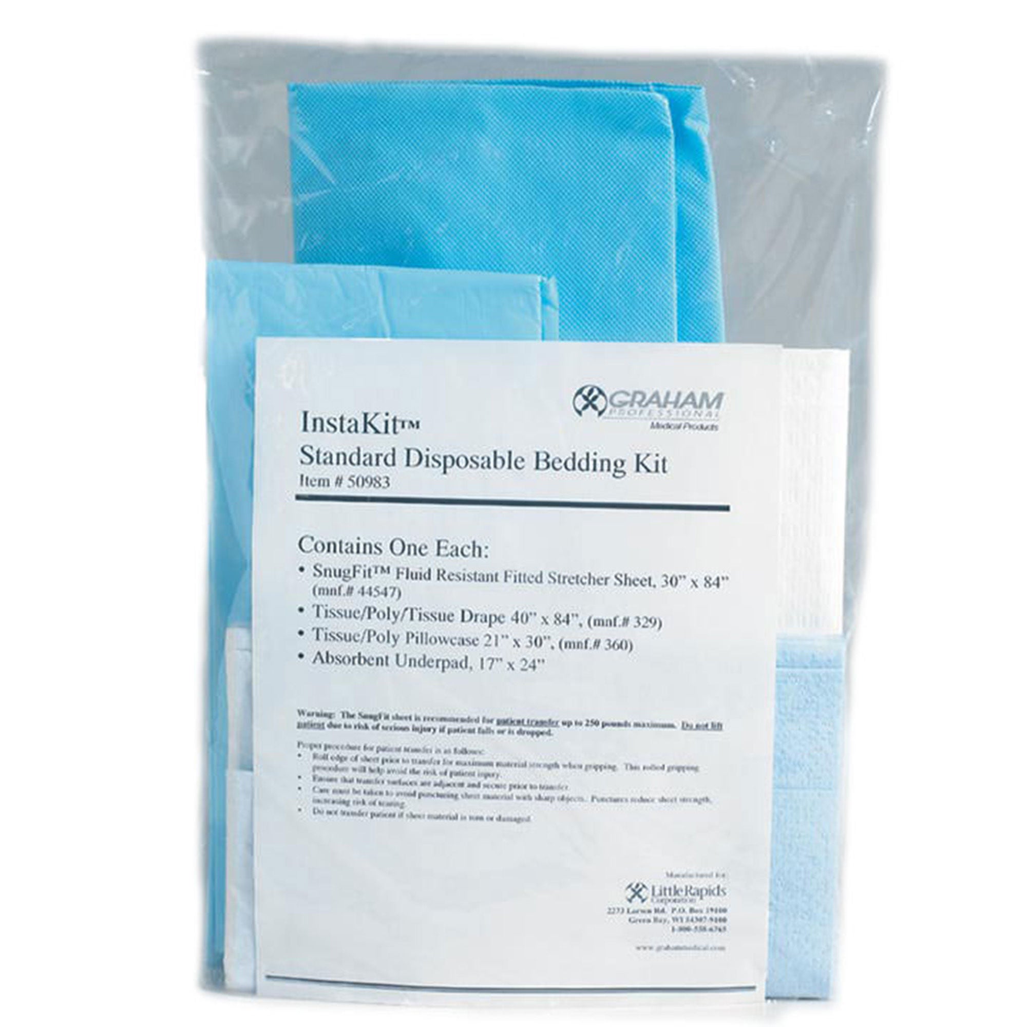Graham Medical Products BEDDING INSTAKIT, DISP STD W/UNDERPAD (25/CS)