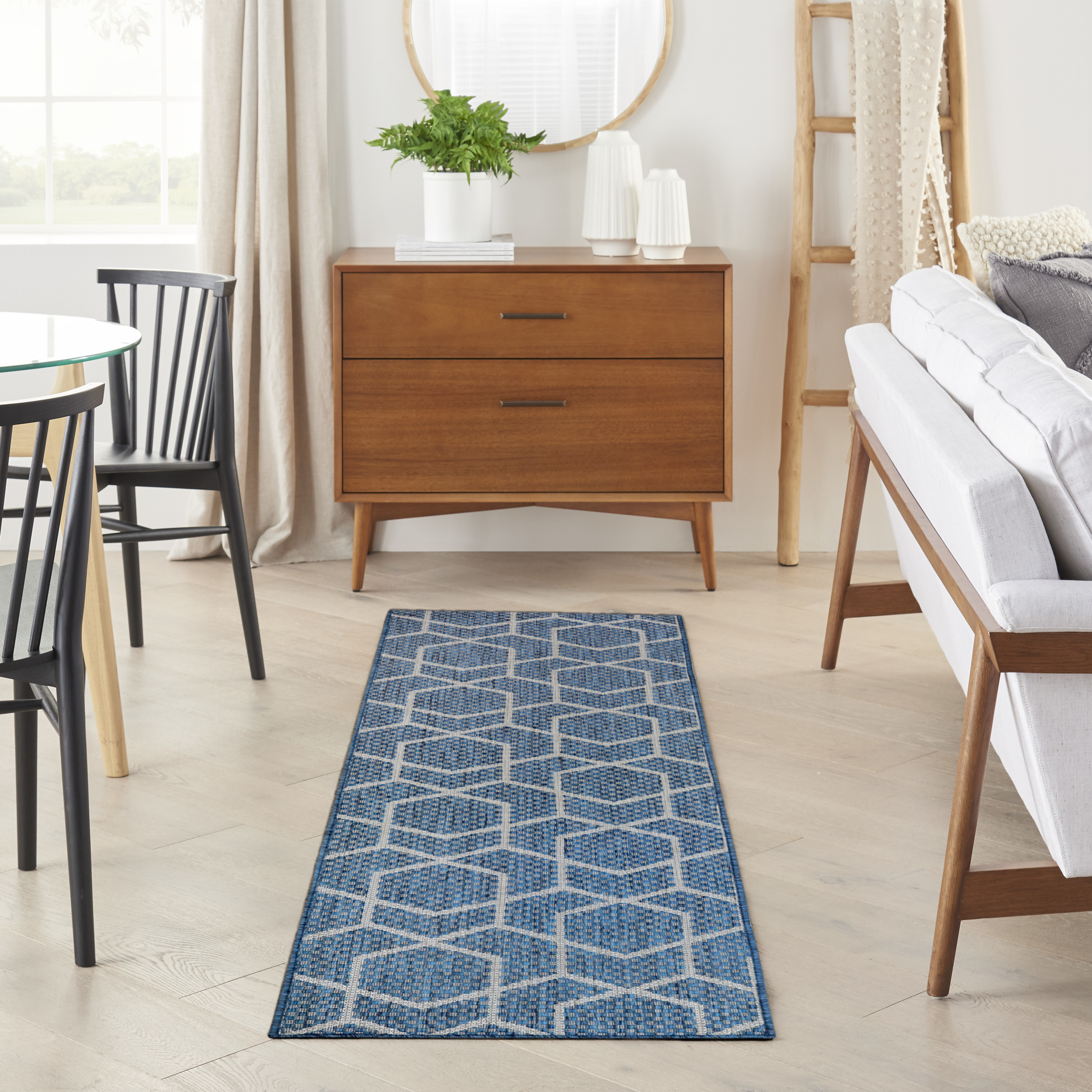 Nourison Horizon Indoor/Outdoor 2'2" x 8' Denim Modern Rug