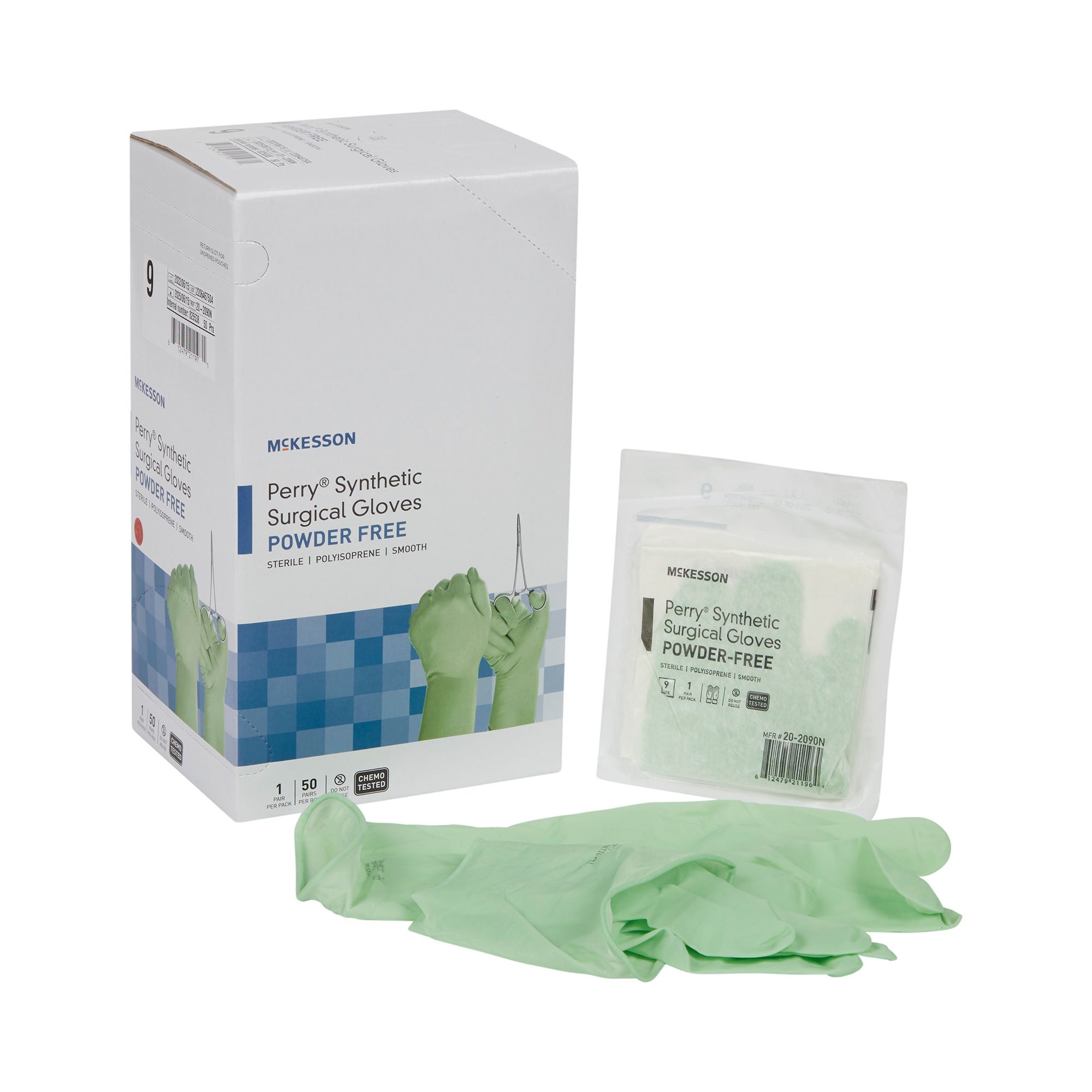 McKesson Perry® Performance Plus Polyisoprene Surgical Glove, Size 9, Green