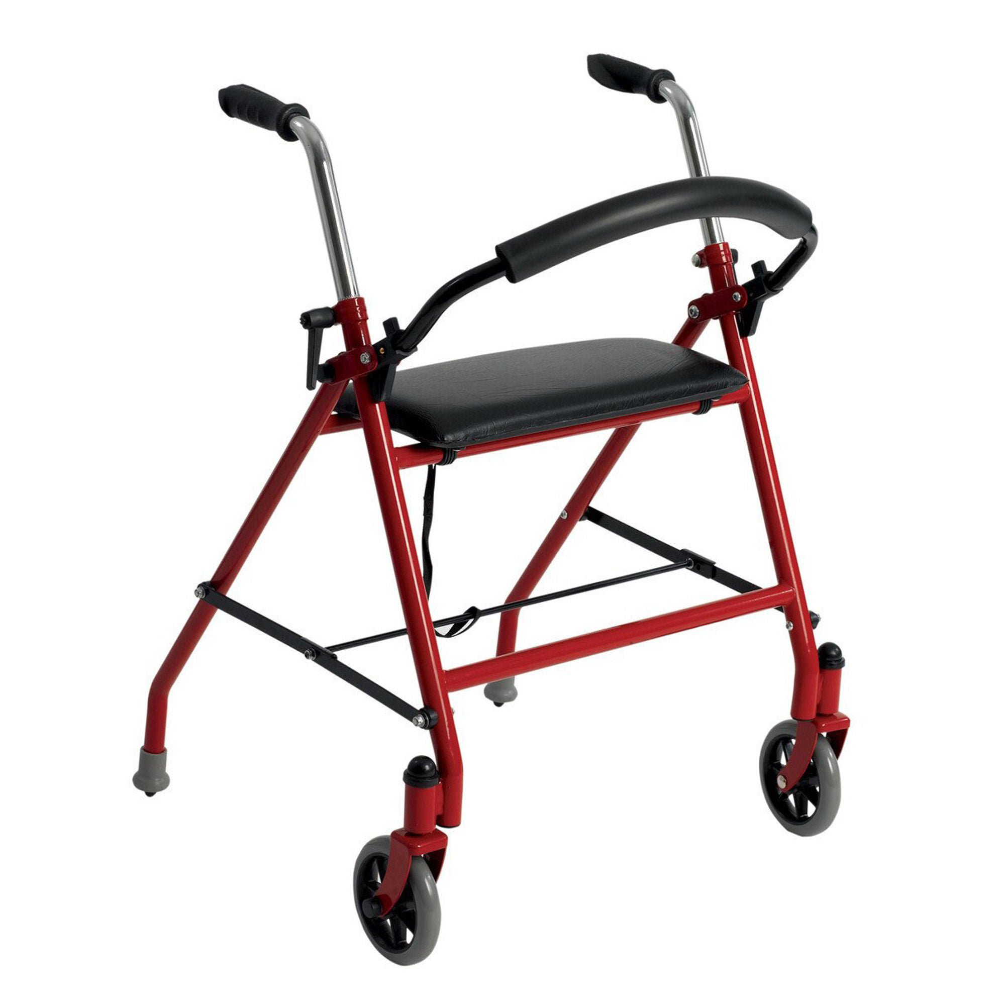 drive™ Aluminum Dual Release Folding Walker w/ Wheels & Seat, 29 – 38 Inch