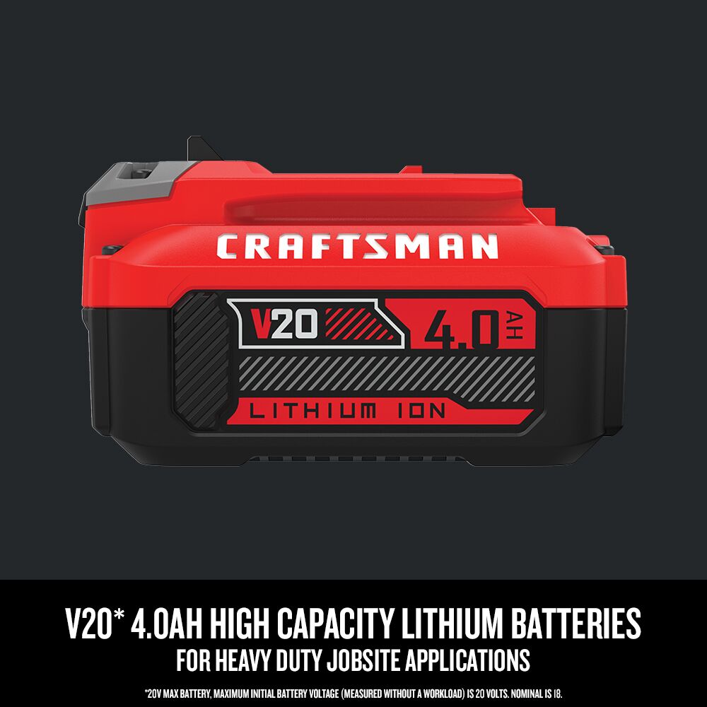 Graphic of CRAFTSMAN Batteries & Chargers highlighting product features