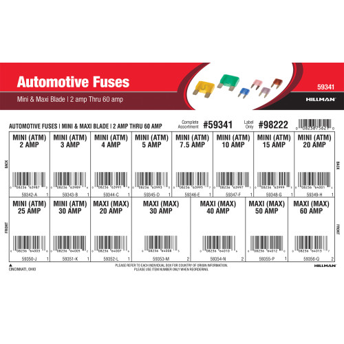 Mini & Maxi Blade Automotive Fuses Assortment (2 Amp thru 60 Amp)