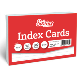 Lined Index Cards with Headline, 8 x 5 Inches, White, 100 Cards