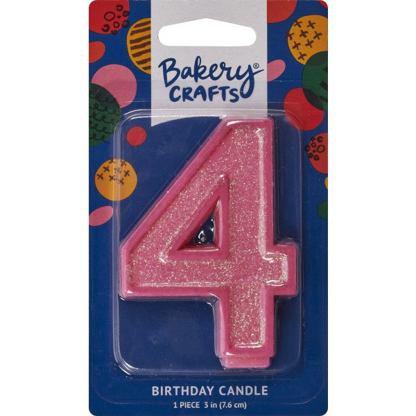 4 Glitter Numeral Candles