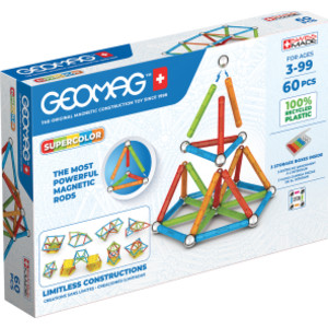 Supercolor Recycled Magnetic Building Set, 60 Pieces