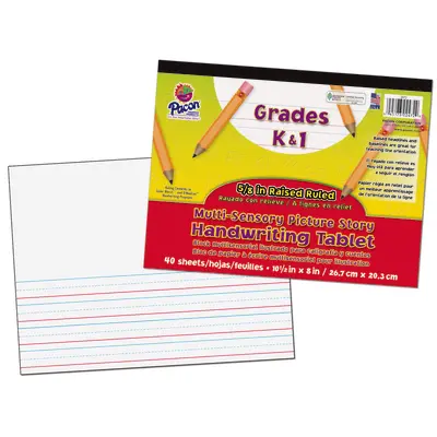 Pacon  Multi-Sensory Raised Ruled Tablet, Tape-Bound Tablet, 5/8 in x 5/16 in x 5/16 in picture story ruled 10-1/2