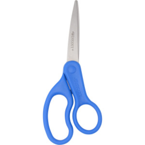 Stainless Steel Scissors, Straight Handle, Blue, 7 in