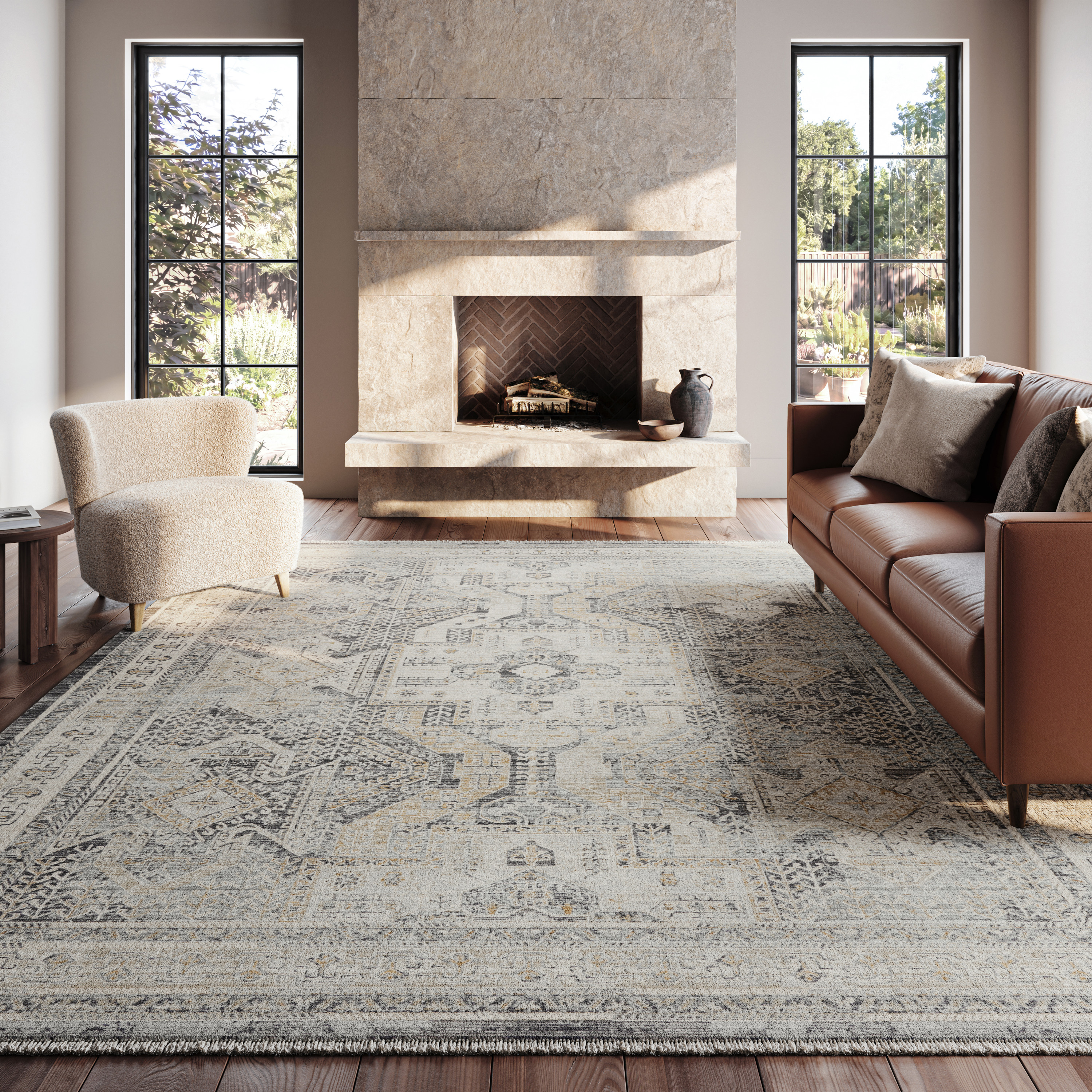 Nourison Lynx 12' x 15'9" Ivory Charcoal Vintage Indoor Rug