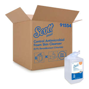 KIM91554, Kimberly Clark, Scott, Control Antimicrobial Foam Soap, Essential Manual Dispenser 1000 mL Cartridge
