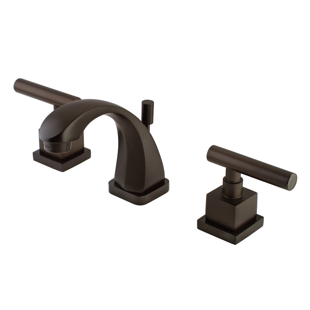 Two-Handle 3-Hole Deck Mount Widespread Bathroom Faucet with Brass Pop-Up, Oil Rubbed Bronze with 7 Finish Options 