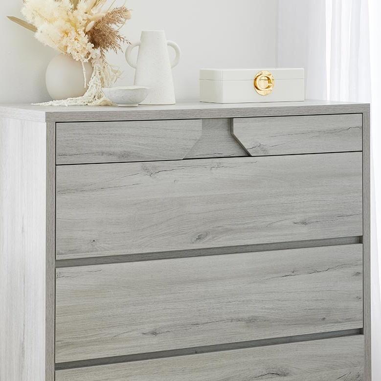 Lifestyle image of the  Sovereign Tallboy (5 Drawer), Washed Grey from Forty Winks