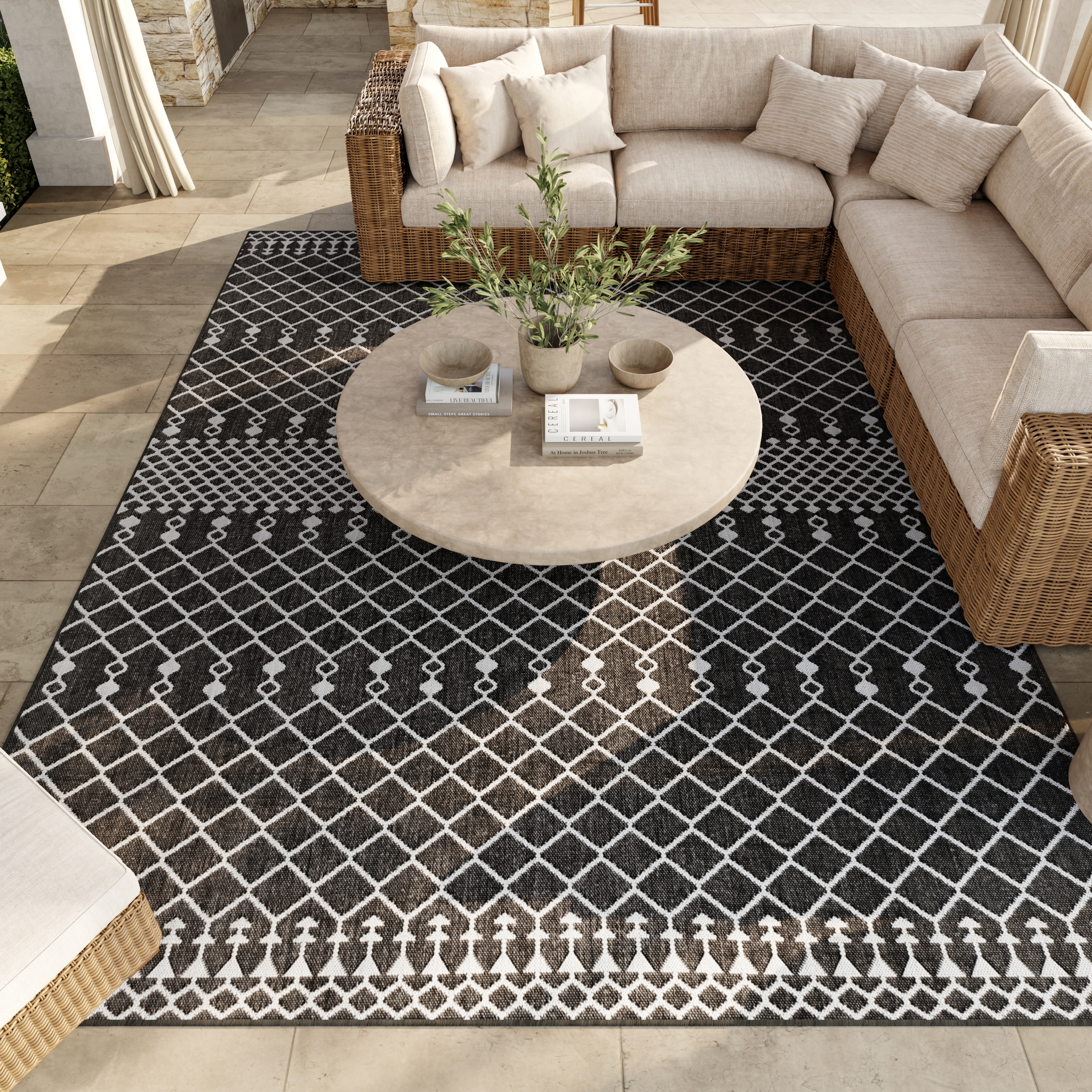 Nourison Positano 8' x 10' Black Modern Rug