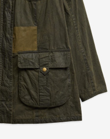 Barbour Re-Loved Defence Waxed Jacket - Size 18 Olive