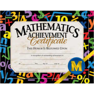 Mathematic Achievement Certificate, 8.5" x 11", Pack of 30