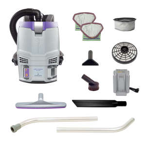 ProTeam, GoFit 3 Cordless 8Ah w/ Xover Multi-Surface Two-Piece Wand Tool Kit, 14", Backpack Vacuum