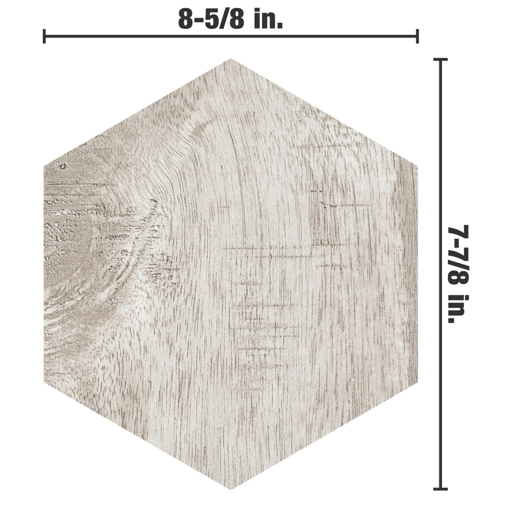 Sawnwood Hex Grey 8-5/8 in. x 9-7/8 in. Porcelain Floor and Wall Tile
