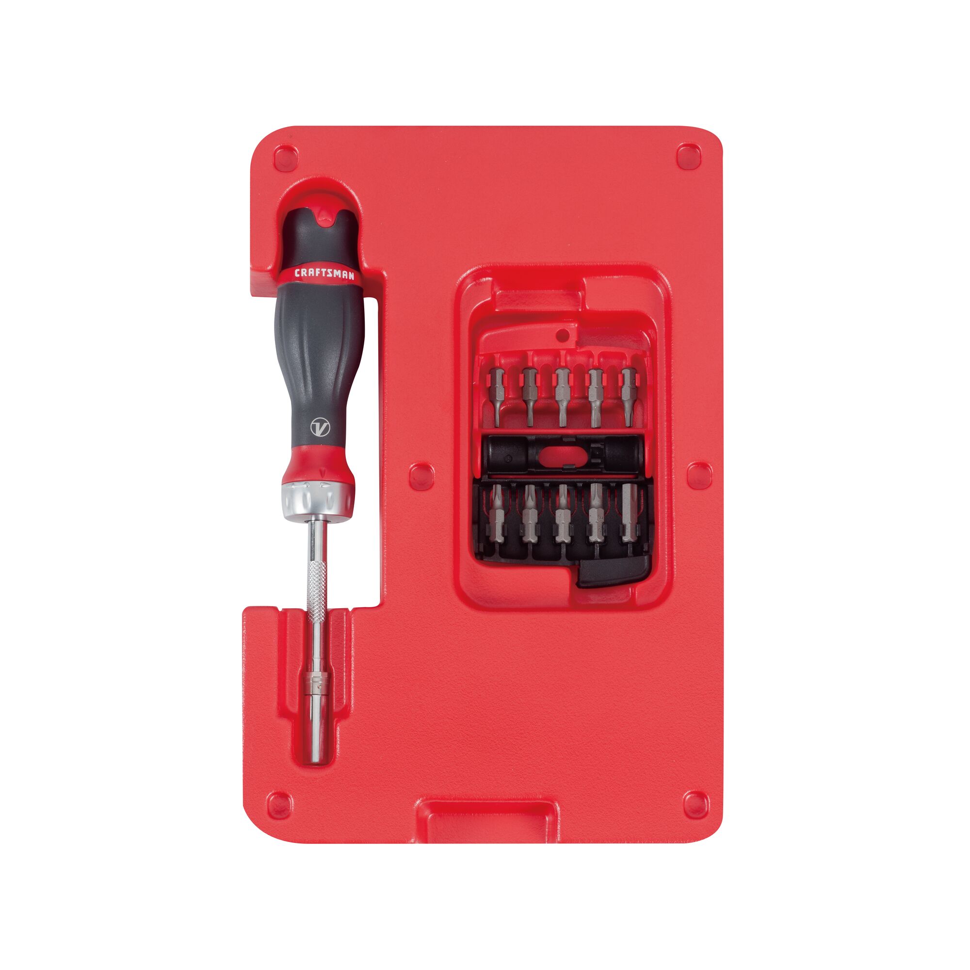 V Series 18 piece Ratcheting ScrewDriver X Tract Technology Bit Set in packaging.