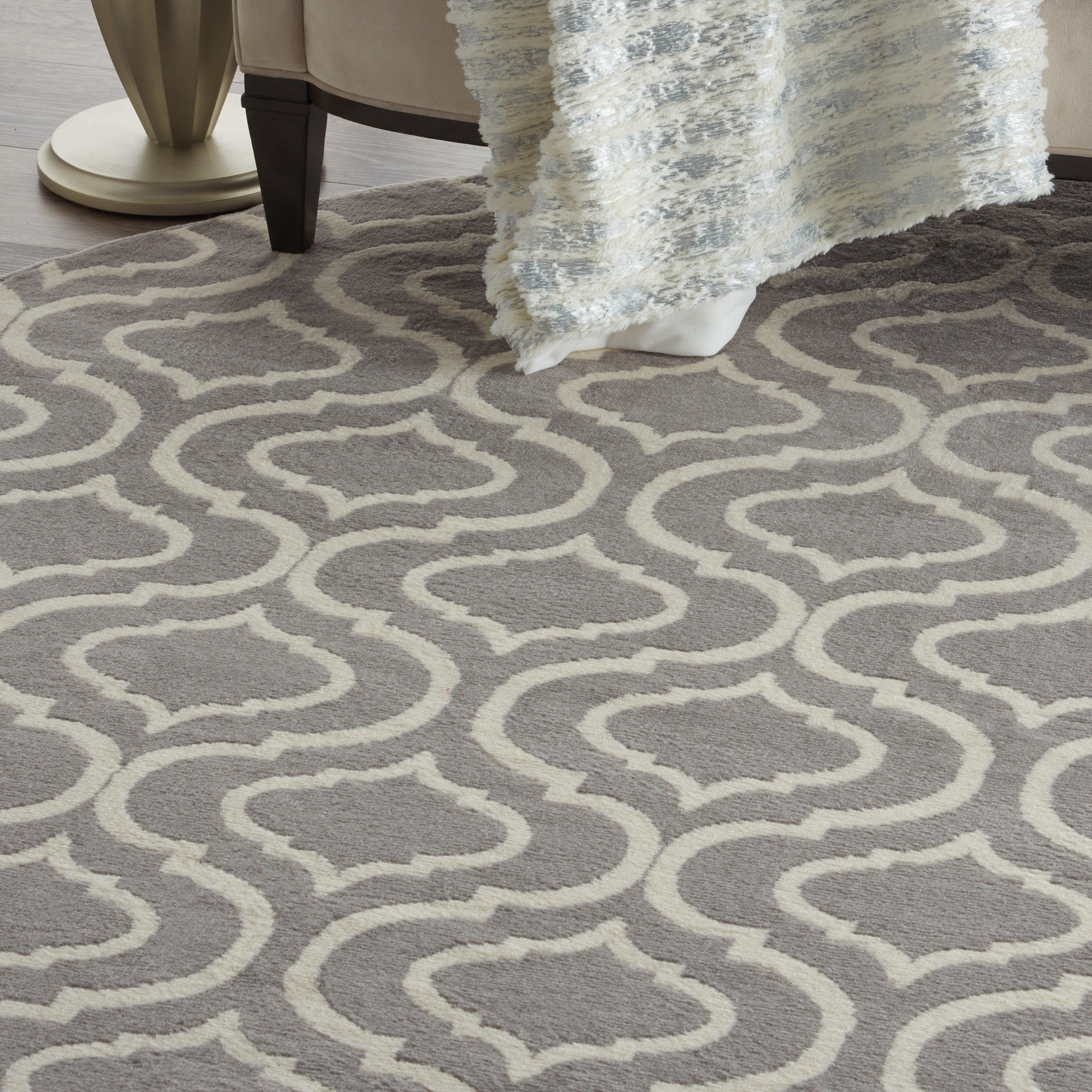 Nourison Jubilant 8' x Round Grey Contemporary Indoor Rug