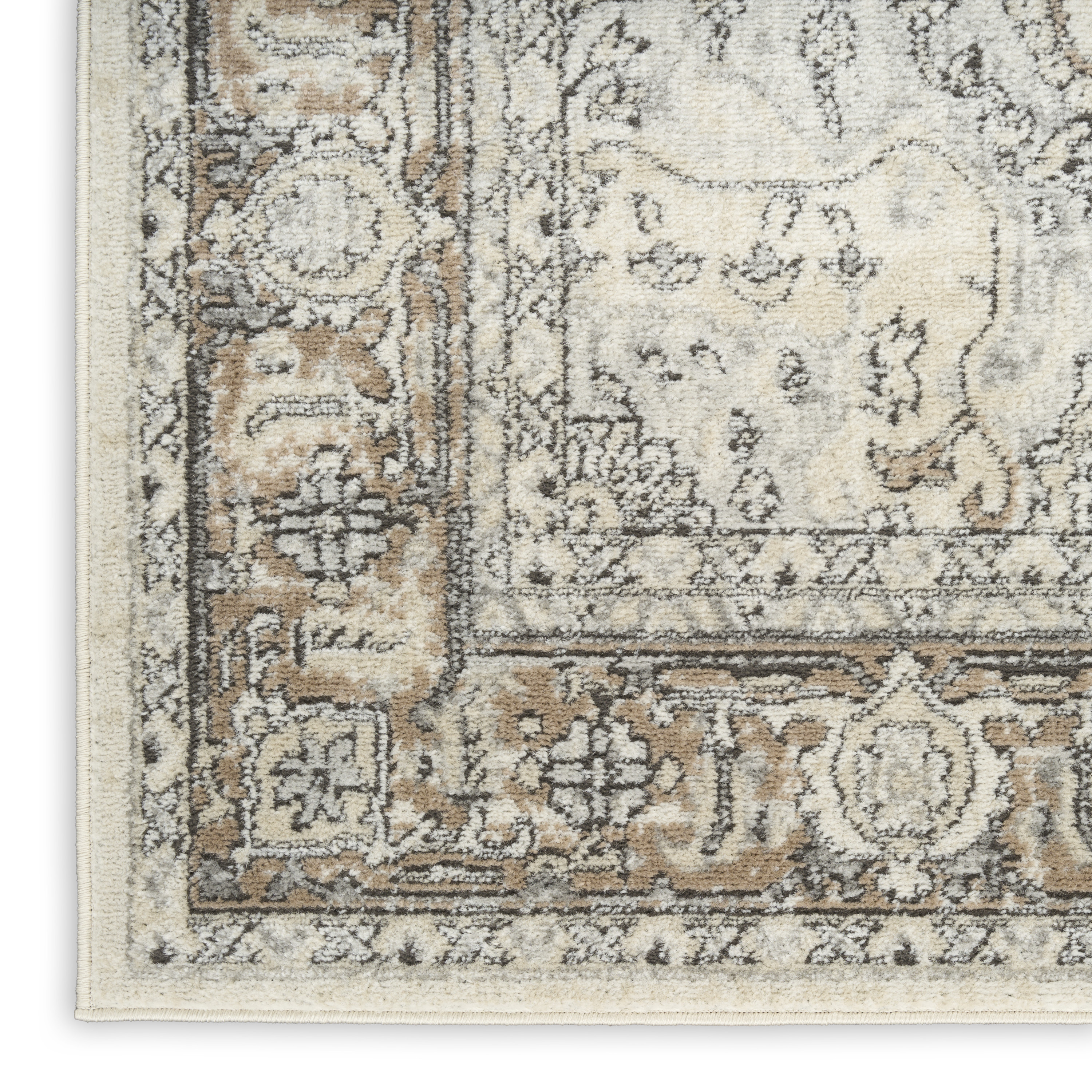 Nourison Quarry 7'10" x 9'10" Ivory Grey Taupe Vintage Indoor Rug