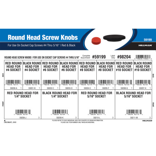 Round Head Screw Knobs Assortment (Red & Black)