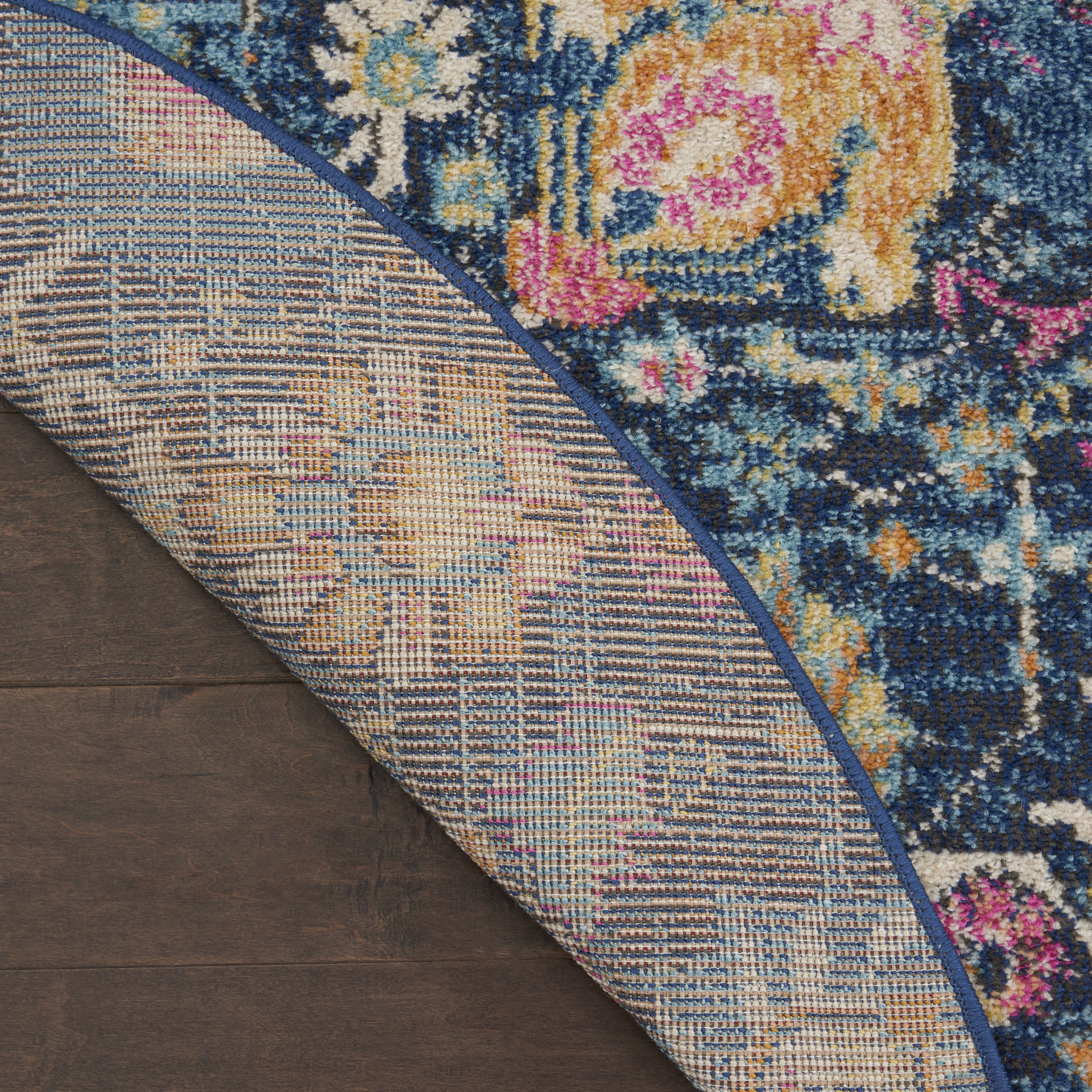 Nourison Passion 5' x Round Navy Bohemian Indoor Rug