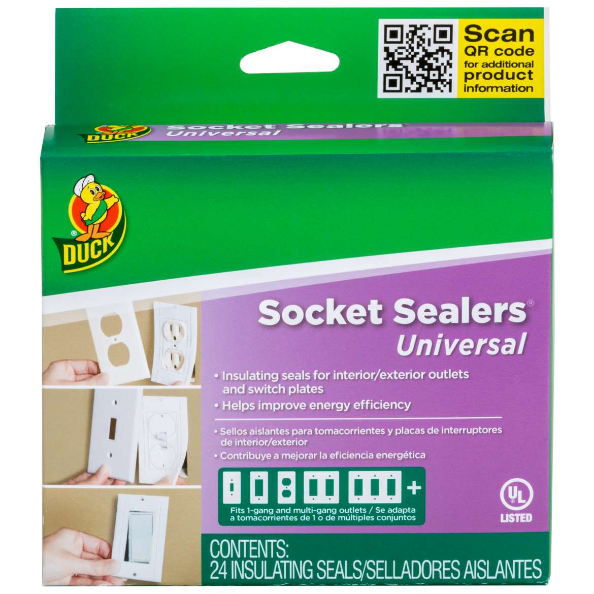 Duck® Brand Socket Sealers® Universal - 24 pk, 2.5 in x 4.3125 in.