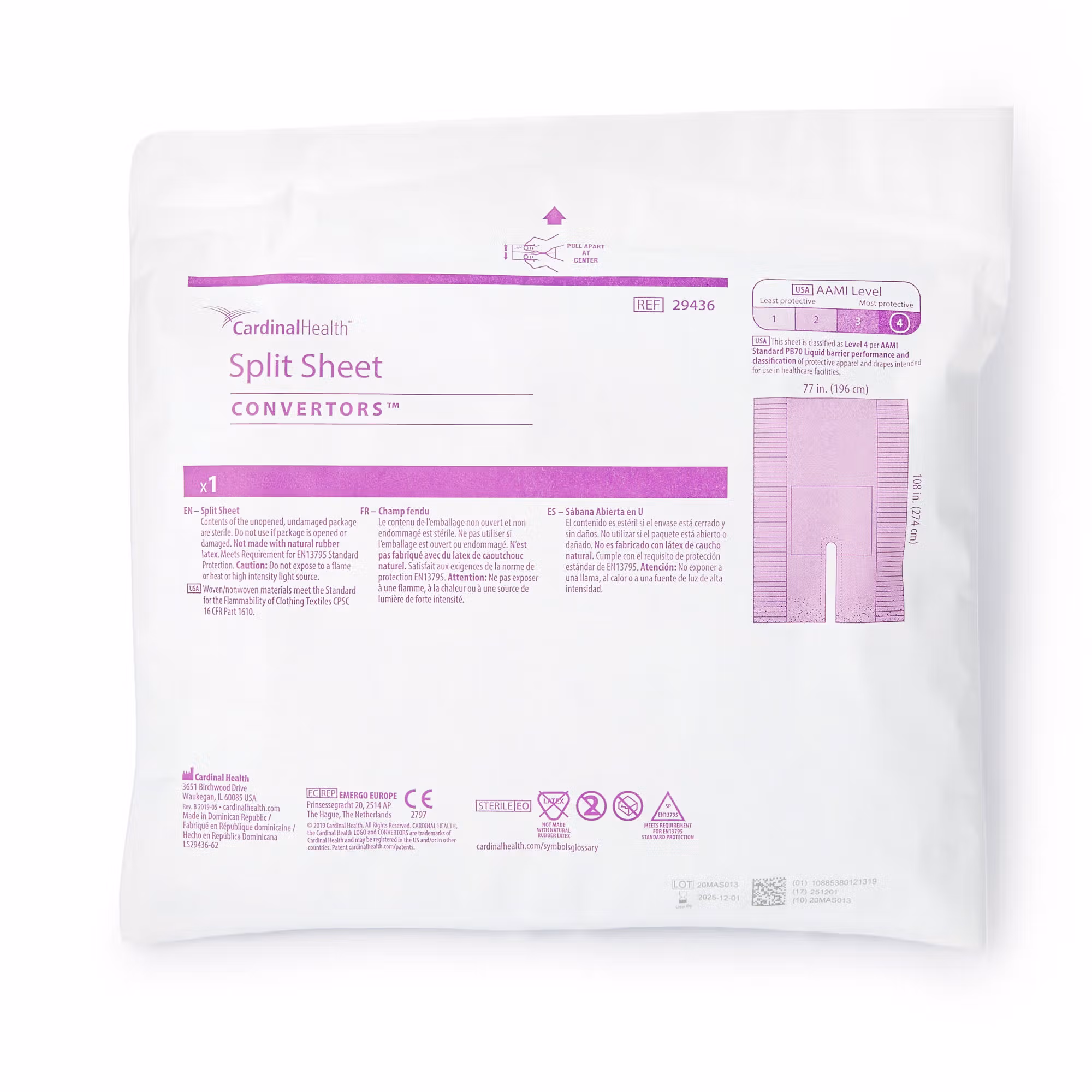 Cardinal Health™ Split Sheet Drape, 77 x 108 Inch