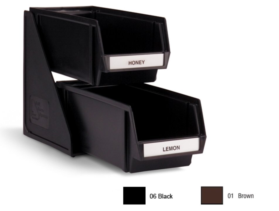 Two-tier self-serve dispenser system set with 11 ¼-inch bins in black