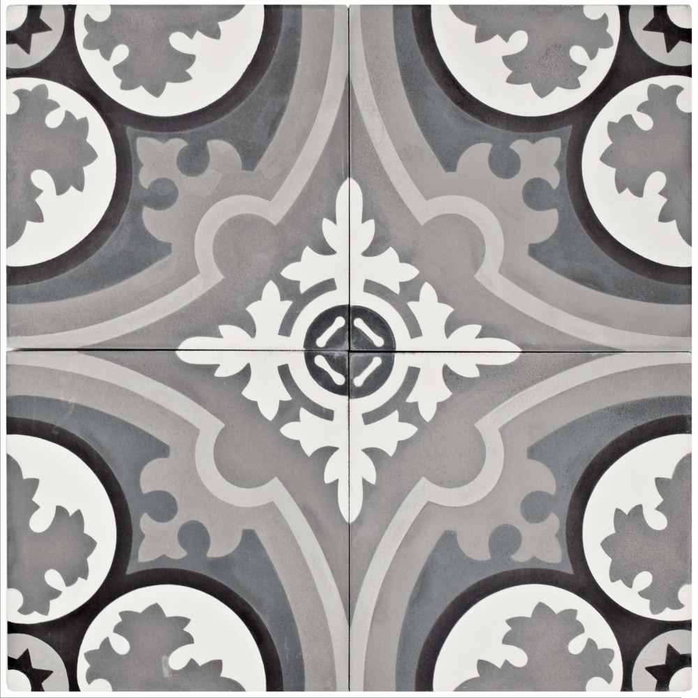 Cemento Queen Mary Storm 7.88x7.88 Square Cement Floor and Wall Digital Pattern