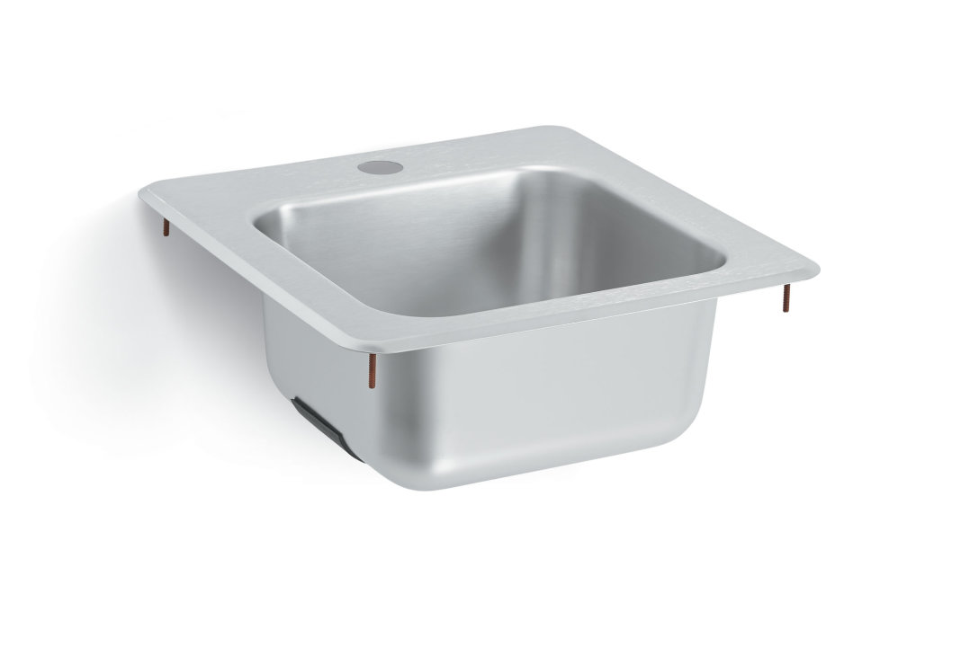 15" x 15" x 6-3/16"  single-bowl stainless steel drop-in sink with 1 faucet hole