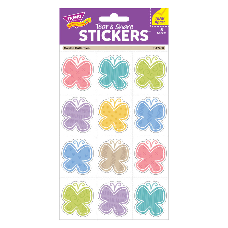 Garden Butterflies Tear & Share Stickers®, 60 Count