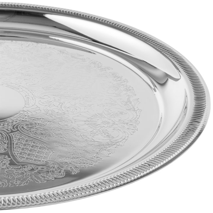 12 ⅜-inch Elegant Reflections round stainless steel serving tray