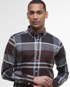 Dunoon Tailored Long-Sleeved Shirt Midnight Oak Tartan