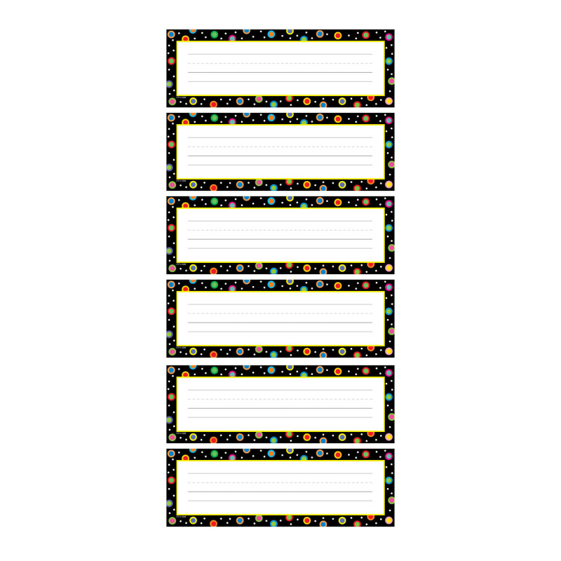 Dots on Black Name Plates, 36 Per Pack, 6 Packs