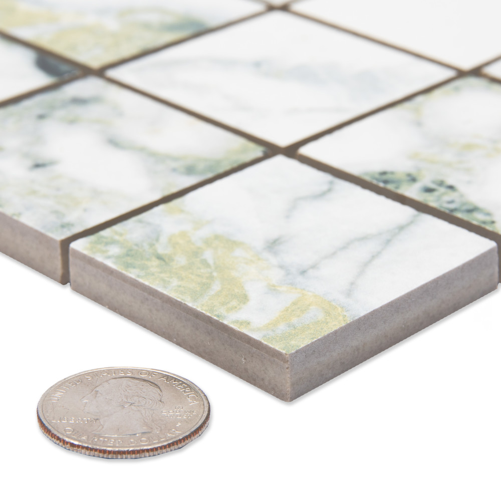 Touche 2″ Square Jade 11-3/4 in. x 11-3/4 in. Porcelain Mosaic Tile