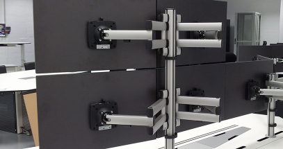 Position multiple monitors for perfectly aligned viewing.